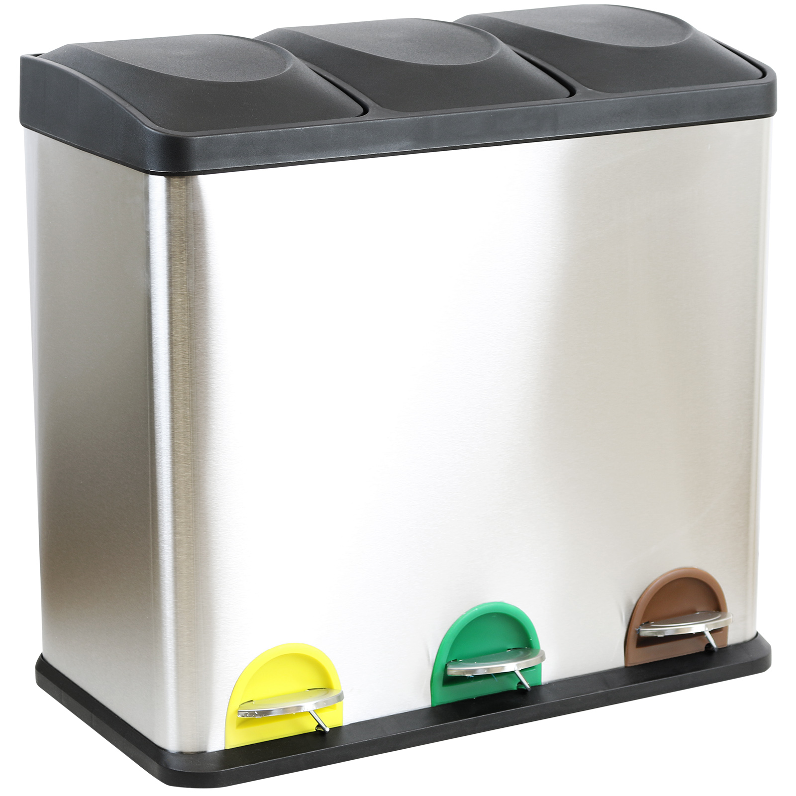 54 LITRE TRIPLE RECYCLING PEDAL BIN COMPARTMENT KITCHEN RUBBISH/WASTE
